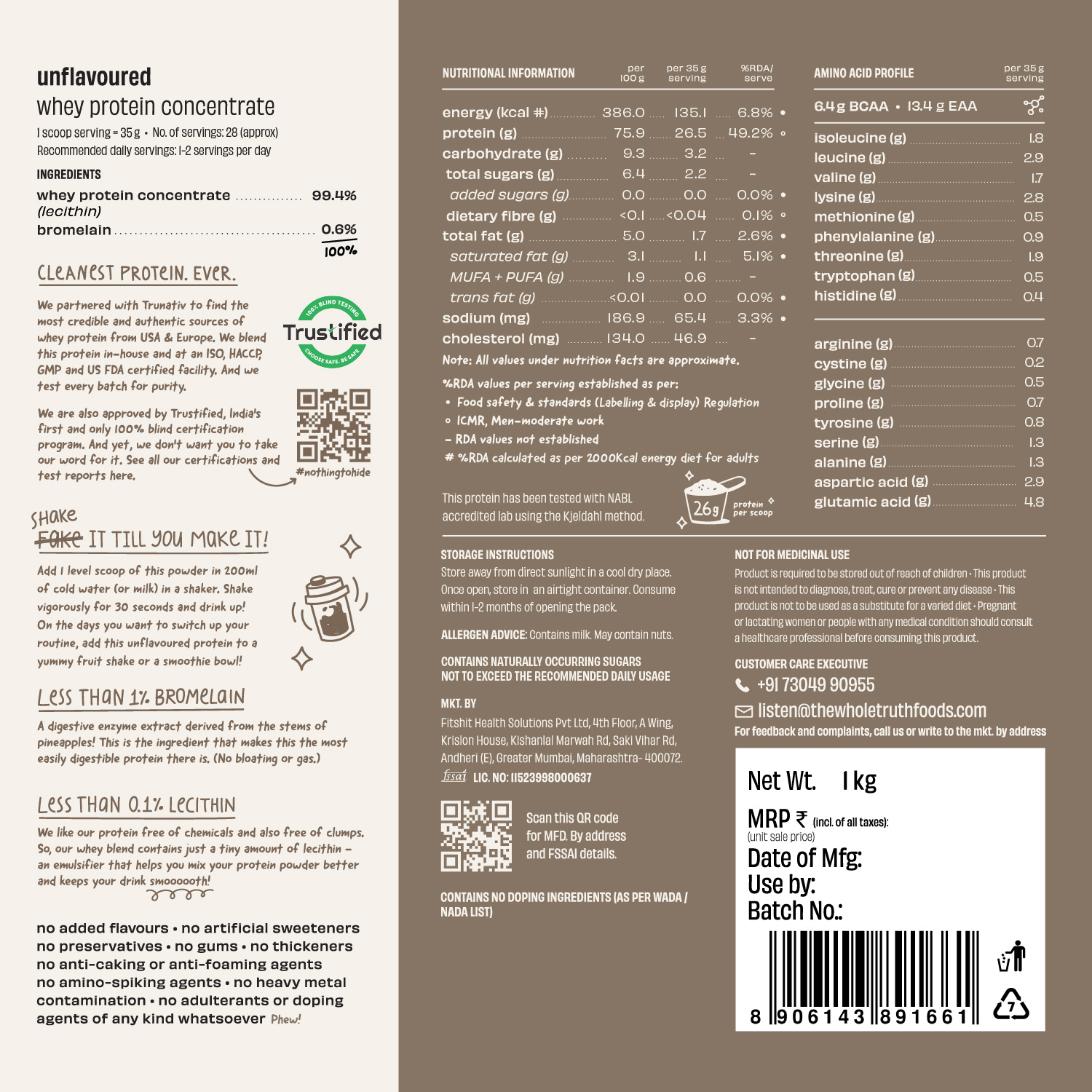 Unflavoured Raw Whey Protein Concentrate 26 g - Image 8