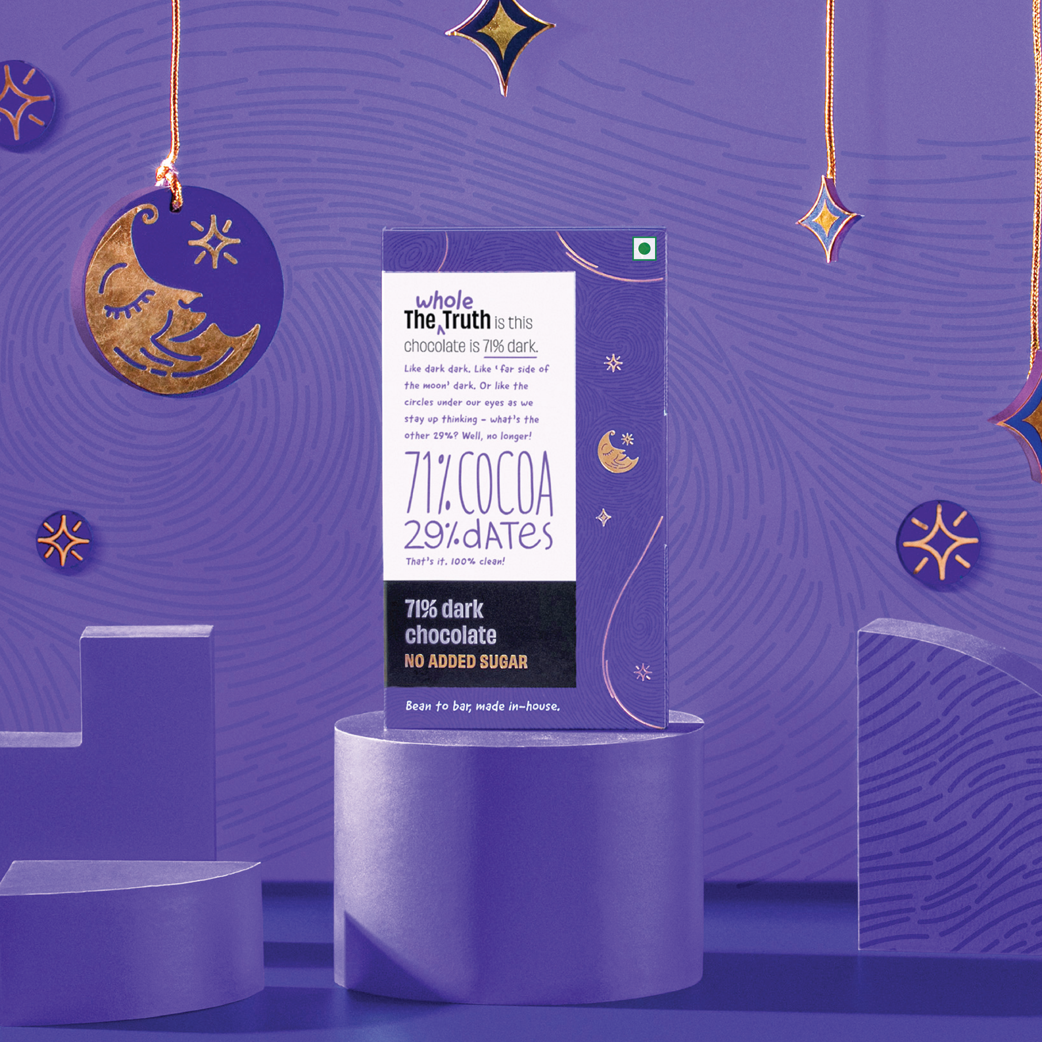 71% Dark Chocolate Sweetened with Dates - Pack of 3