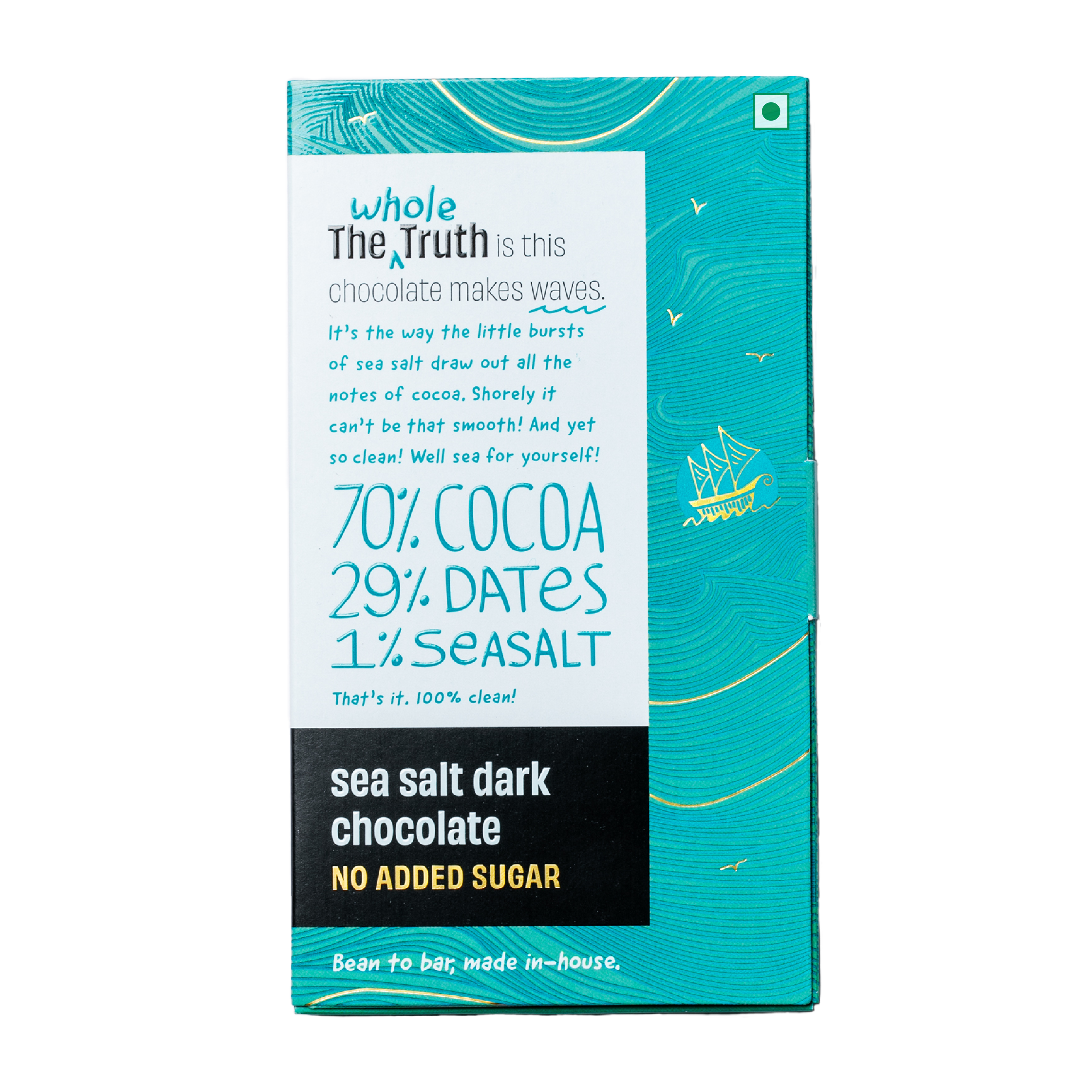 Sea Salt Dark Chocolate Sweetened with Dates - Pack of 3 - Image 2