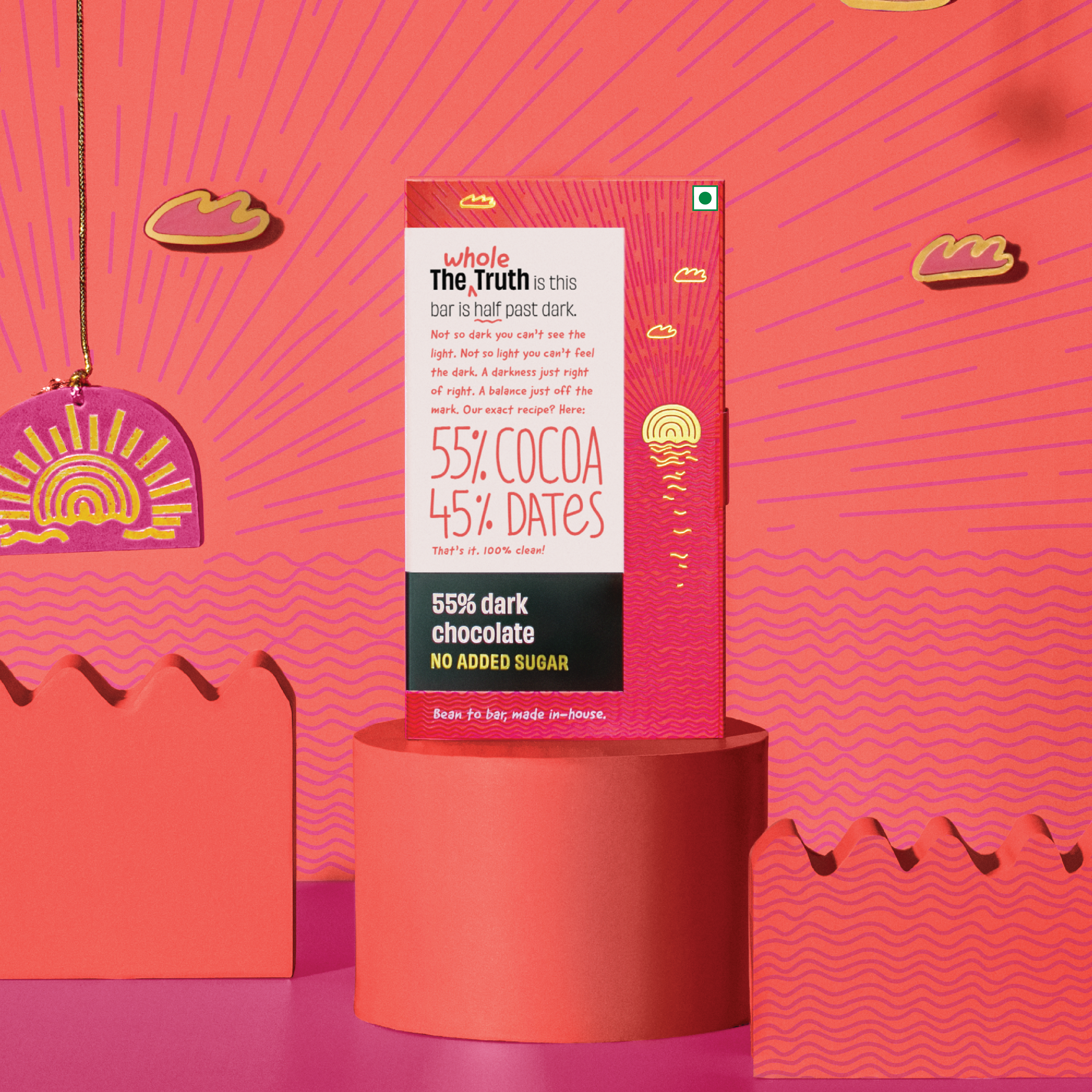 55% Dark Chocolate Sweetened with Dates - Pack of 3