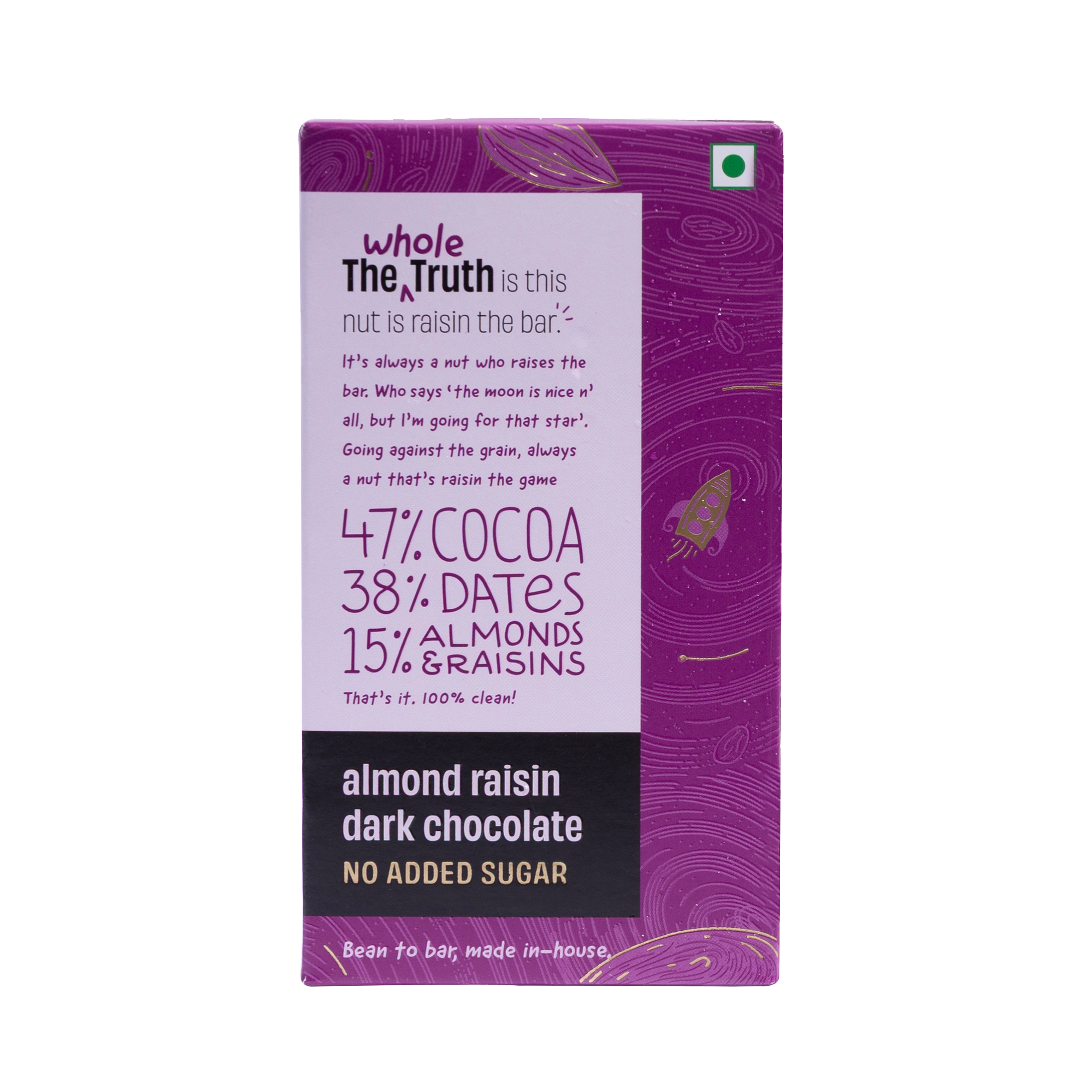 Almond Raisin Dark Chocolate Sweetened with Dates - Pack of 3 - Thumbnail 2