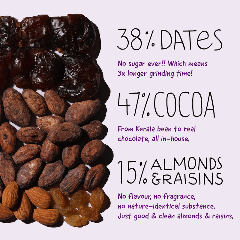 Almond Raisin Dark Chocolate Sweetened with Dates - Pack of 3 - Image 4