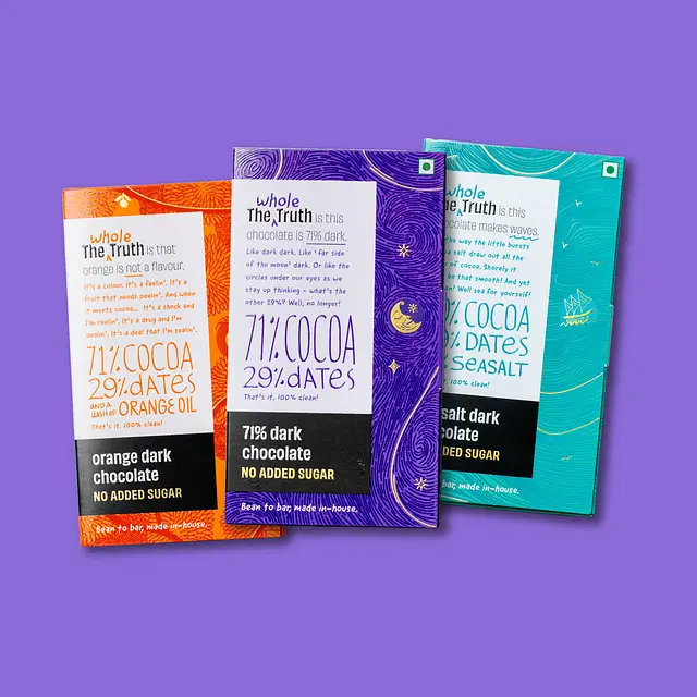 Assorted 70% Dark Chocolate Sweetened with Dates - Pack of 3 - Thumbnail 1
