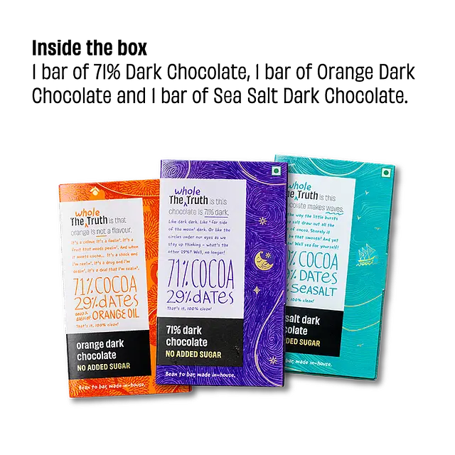 Assorted 70% Dark Chocolate Sweetened with Dates - Pack of 3 - Image 5