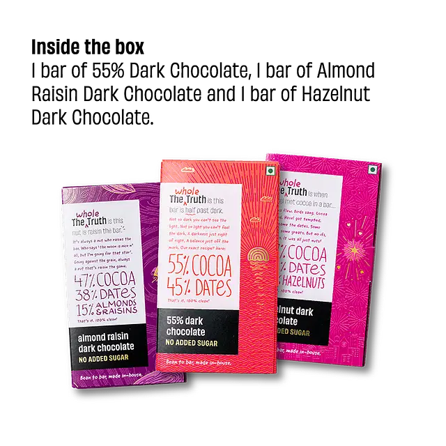 Assorted 47% Dark Chocolate Sweetened with Dates - Pack of 3 - Thumbnail 5