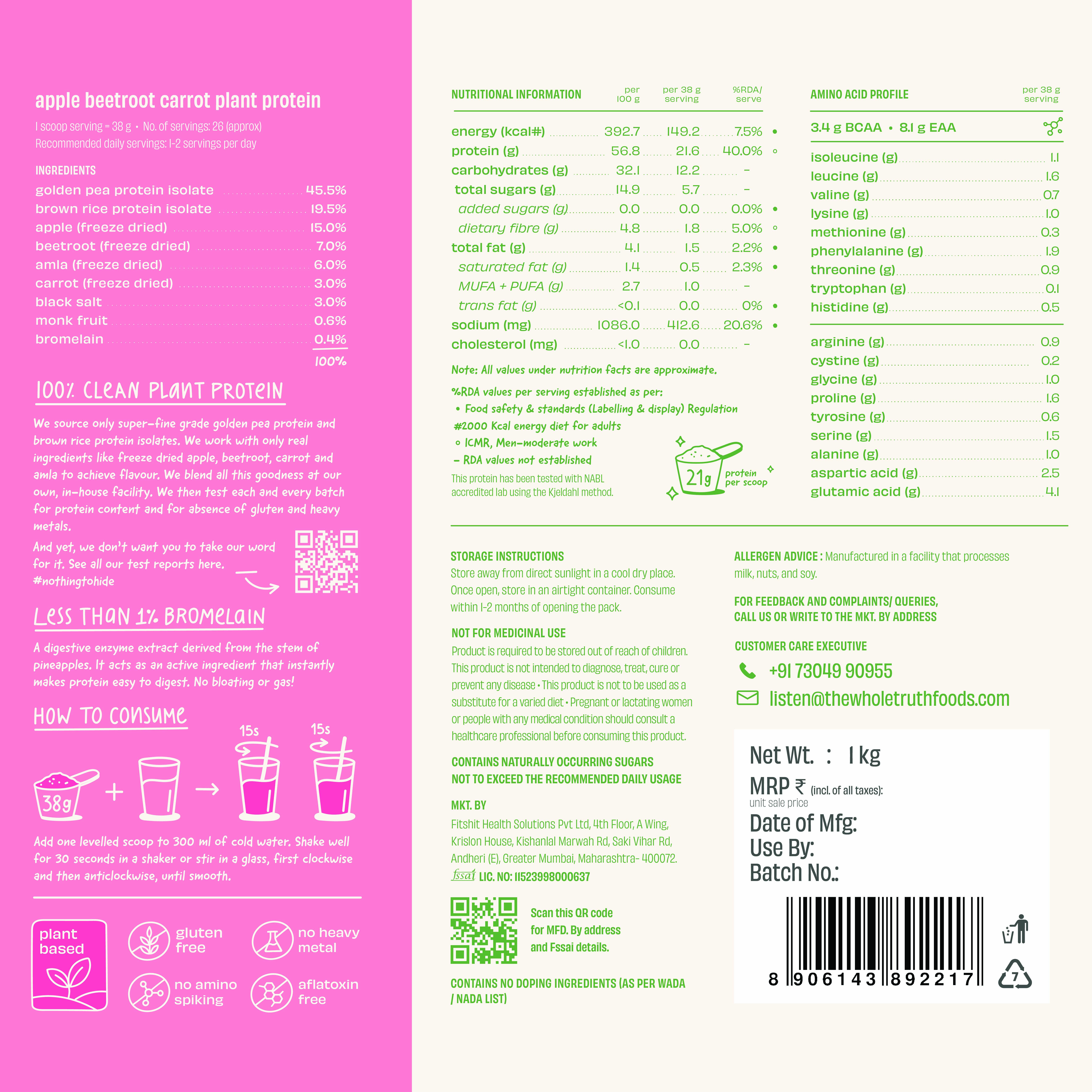 Apple Beetroot Carrot 21g Plant Protein - Thumbnail 16