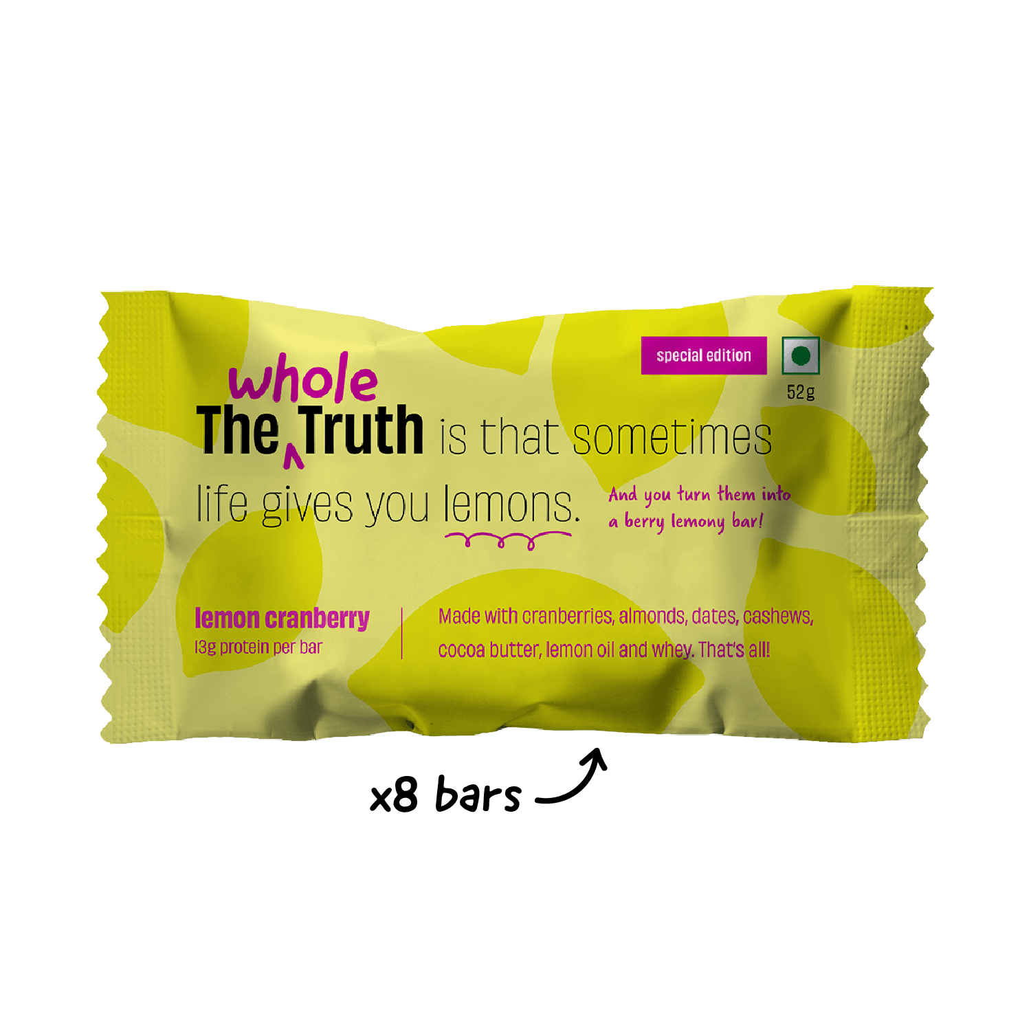 Lemon Cranberry Protein Bars - Box of 8