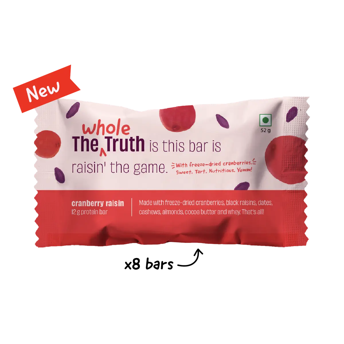 The Whole Truth Cranberry Raisin Protein Bars – Box of 6