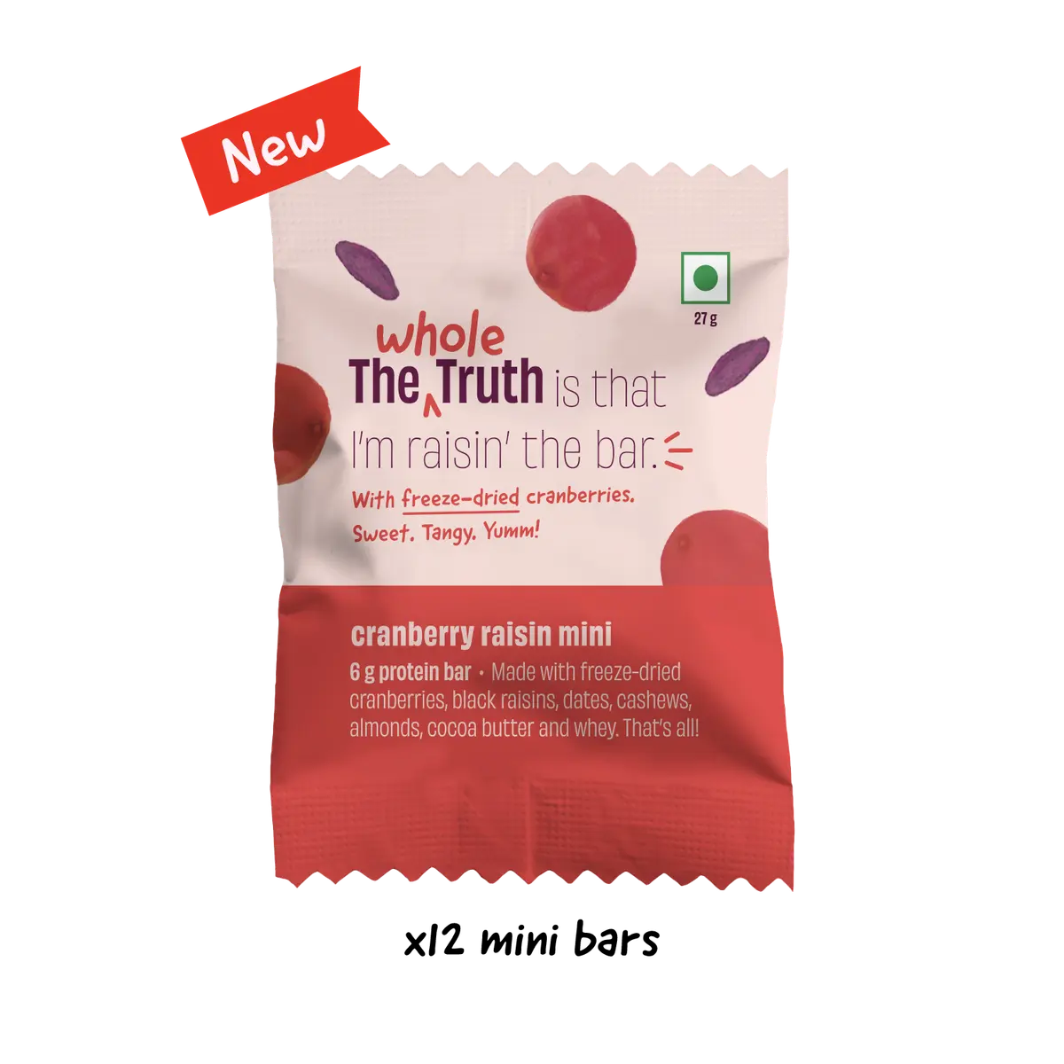 Cranberry Raisin Mini Protein Bars – Box of 8