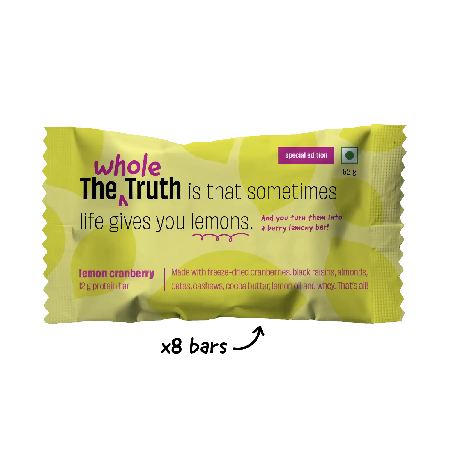 Lemon Cranberry Protein Bars (52 gms) - 1 unit