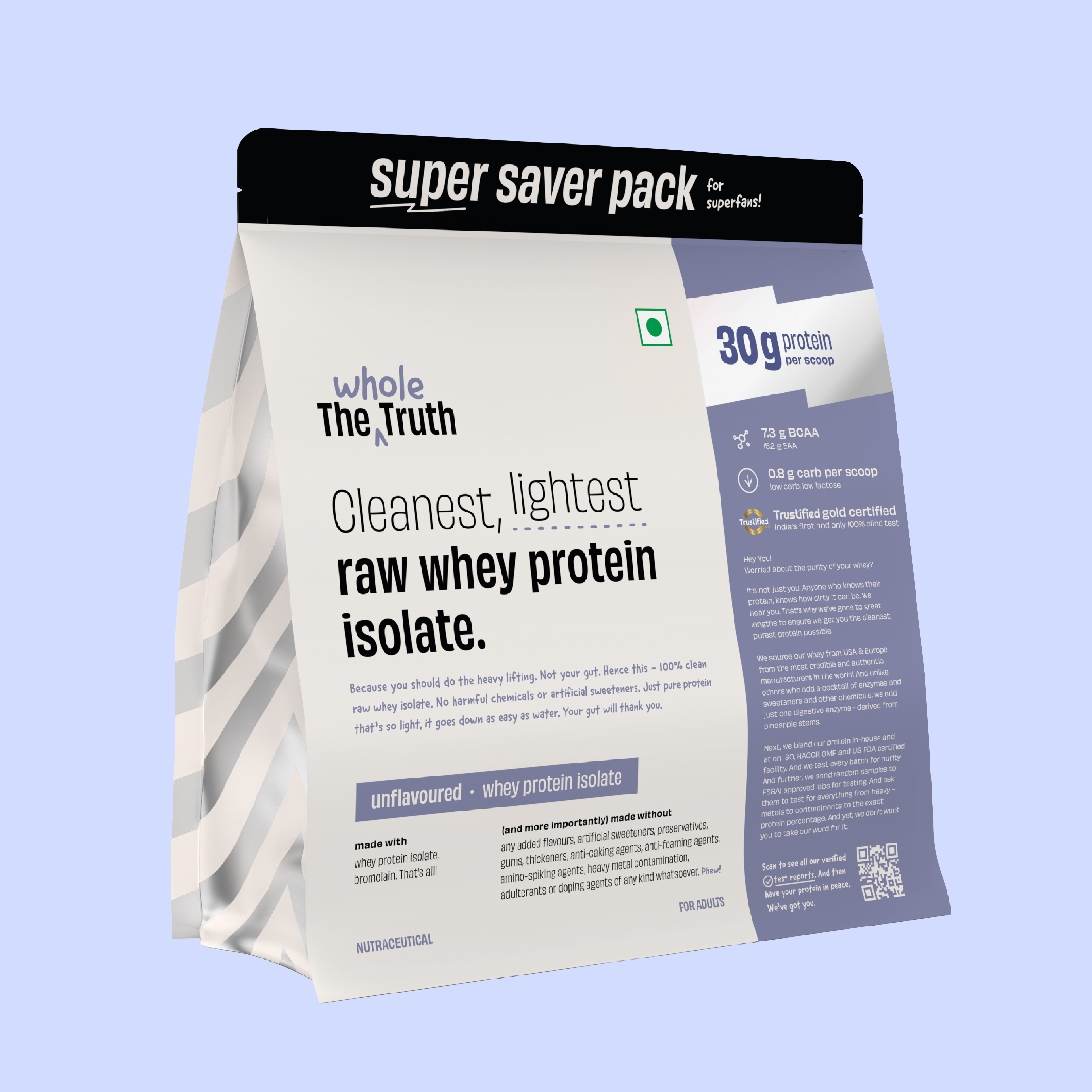 Unflavoured 30g Pure Whey Protein Isolate Pack of 2 KG