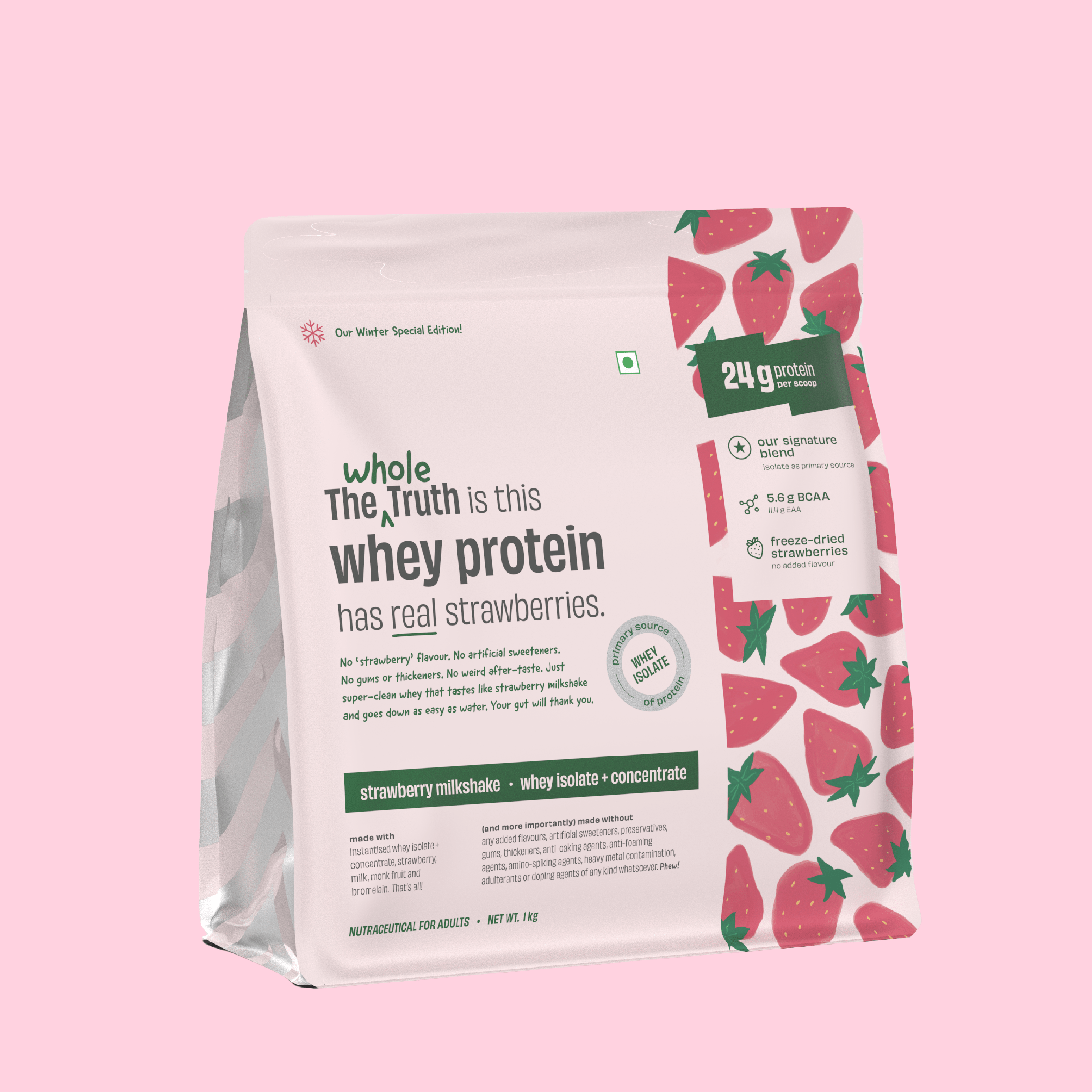 Strawberry Shake 24g Protein Powder Pack of 1 KG