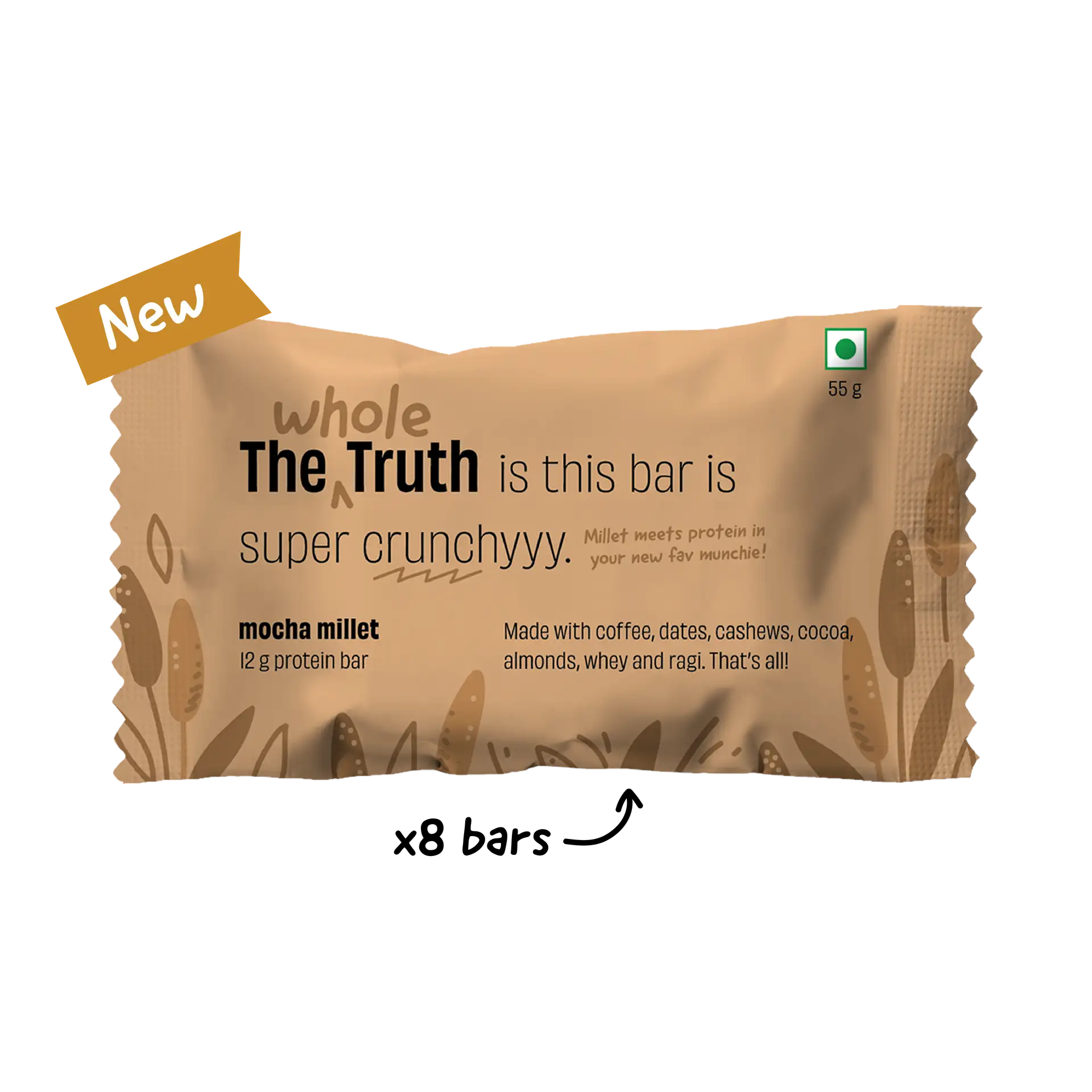 The Whole Truth Mocha Millet Protein Bars – Box of 8