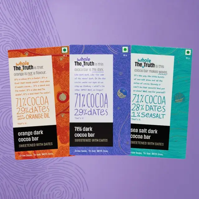 Assorted 70% Dark Cocoa Bar Sweetened with Dates - Pack of 3