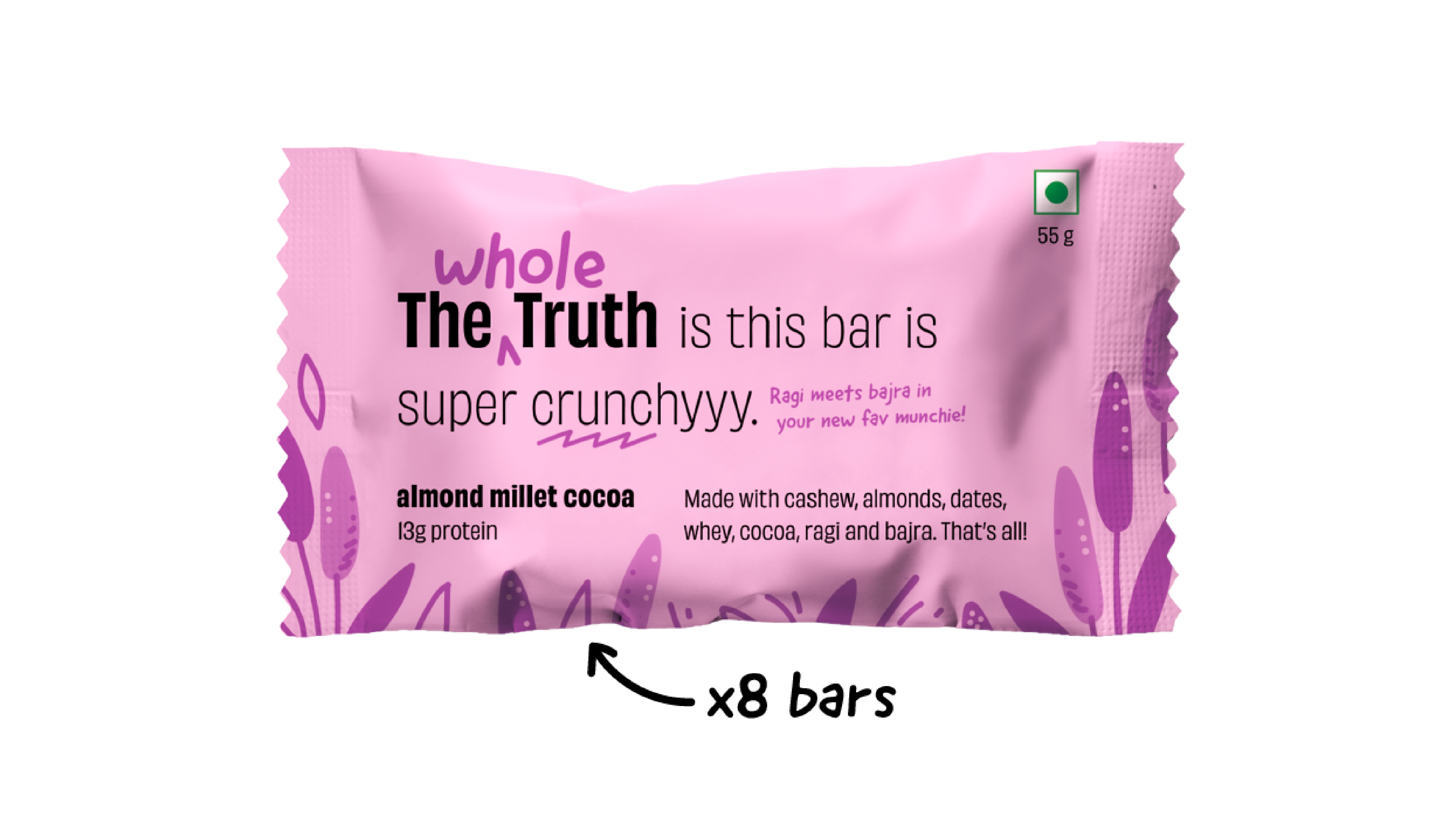 Almond Millet Cocoa - Pack of 8 Millet Bars