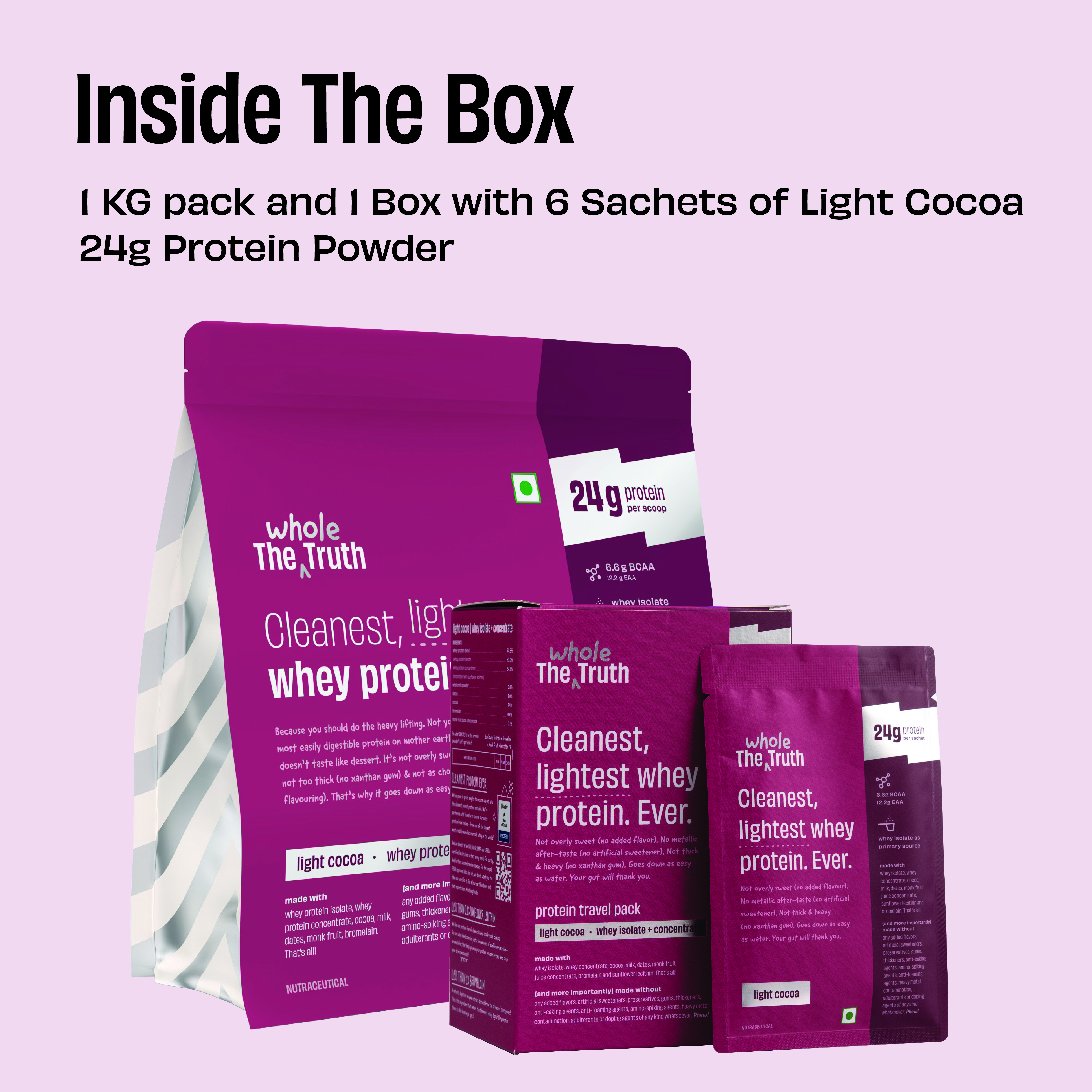 Light Cocoa 24 g Protein Powder - 1 KG with Pack of 6 sachets - Image 2