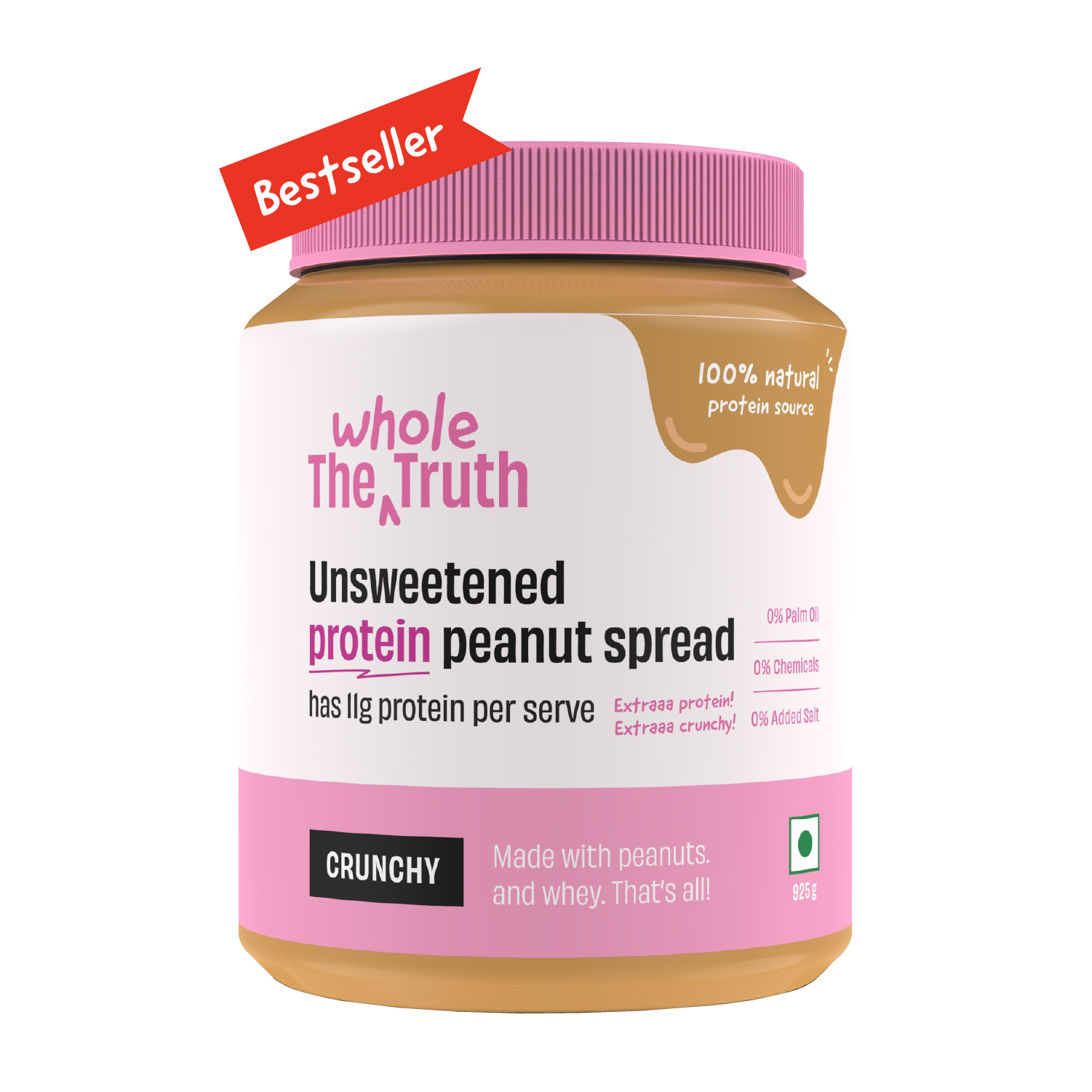 CRUNCHY- Unsweetened Protein Peanut Spread - Box of 925 g - Image 1