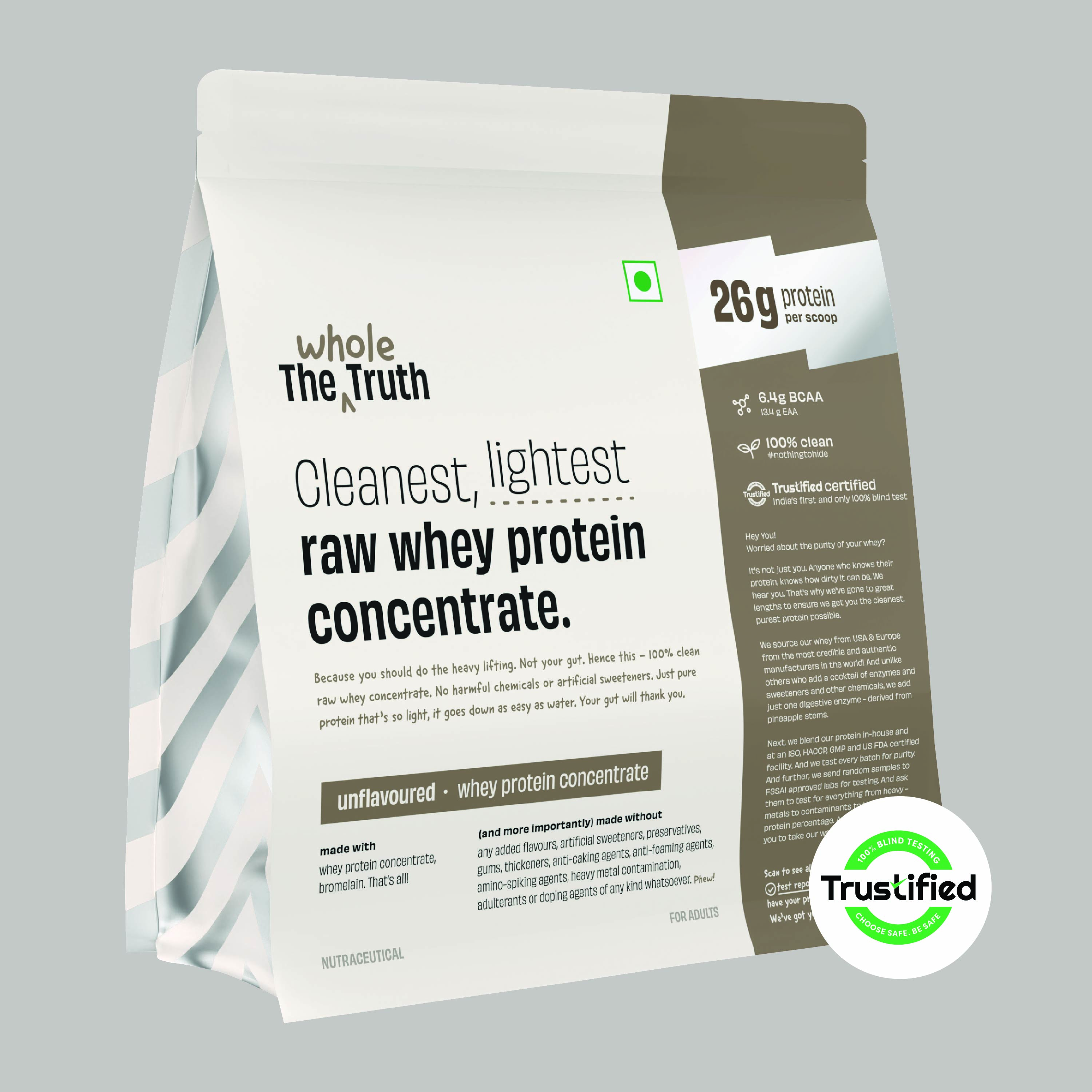 Unflavoured Raw Whey Protein Concentrate 26 g